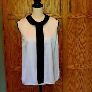 Vince Camuto pullover tank, small, white with black contrast, 100% polyester